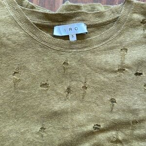 Iro Clay Linen Distressed Tee Khaki